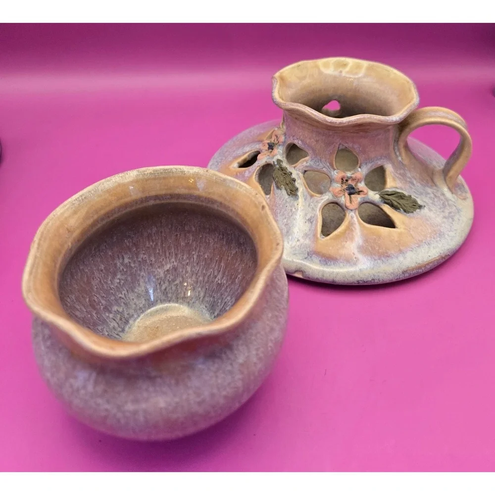 Candle Holder  Ceramic , Hand Thrown.  2 Piece Glazed Finish.‎